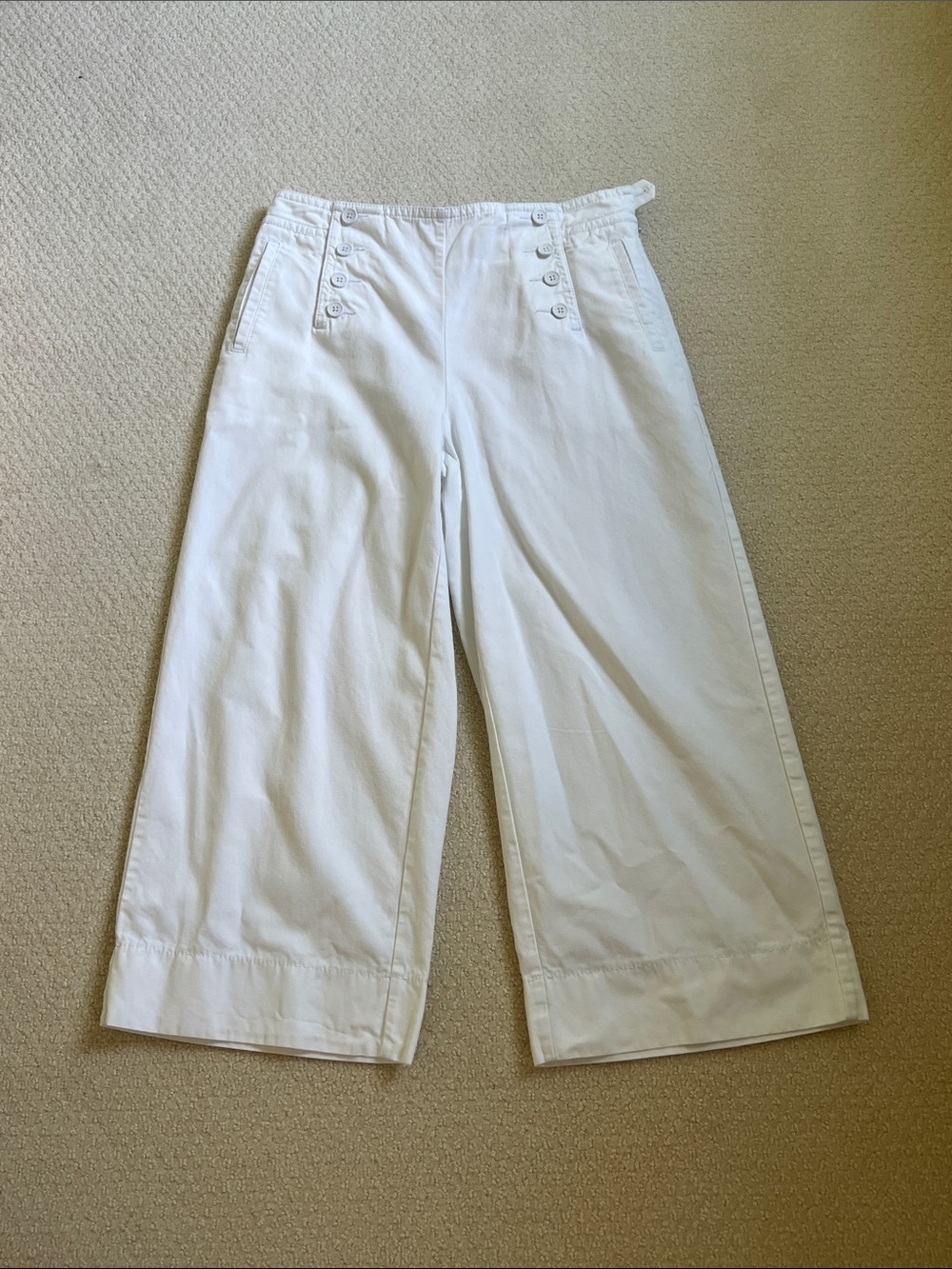 Talbots White Cropped Wide-Leg Sailor Pants 10
